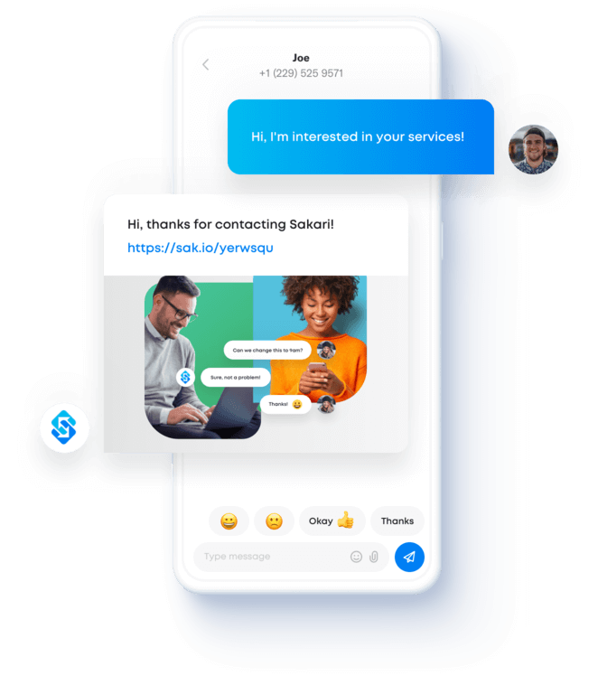 Sakari SMS marketing chat screen.
